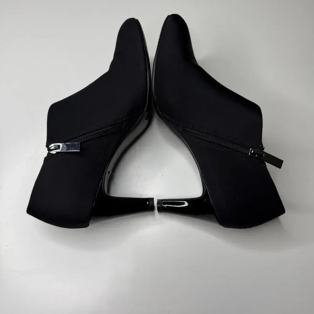 Bandolino Black Stretch Ankle Bootie Heels Sz‎ 8M – Sleek Minimalist Career Core